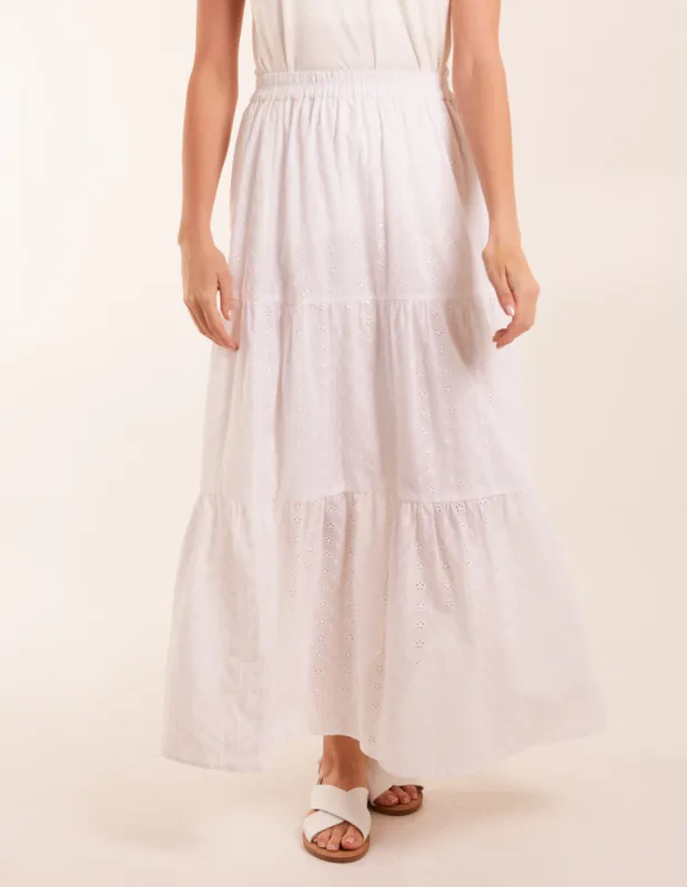 Broderie Detail Maxi Skirt sold by Blue Vanilla