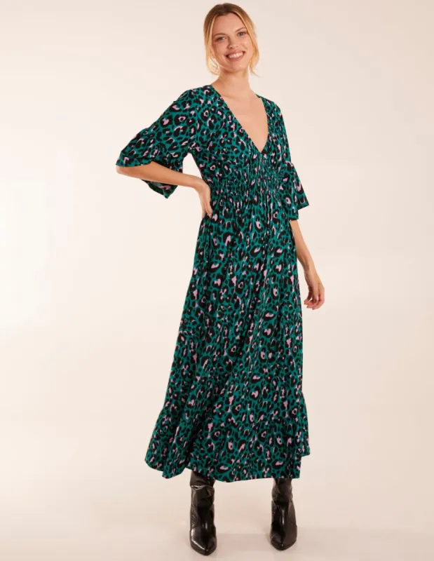 Elasticated Neck Shirred Waist Midi Dress sold by Blue Vanilla