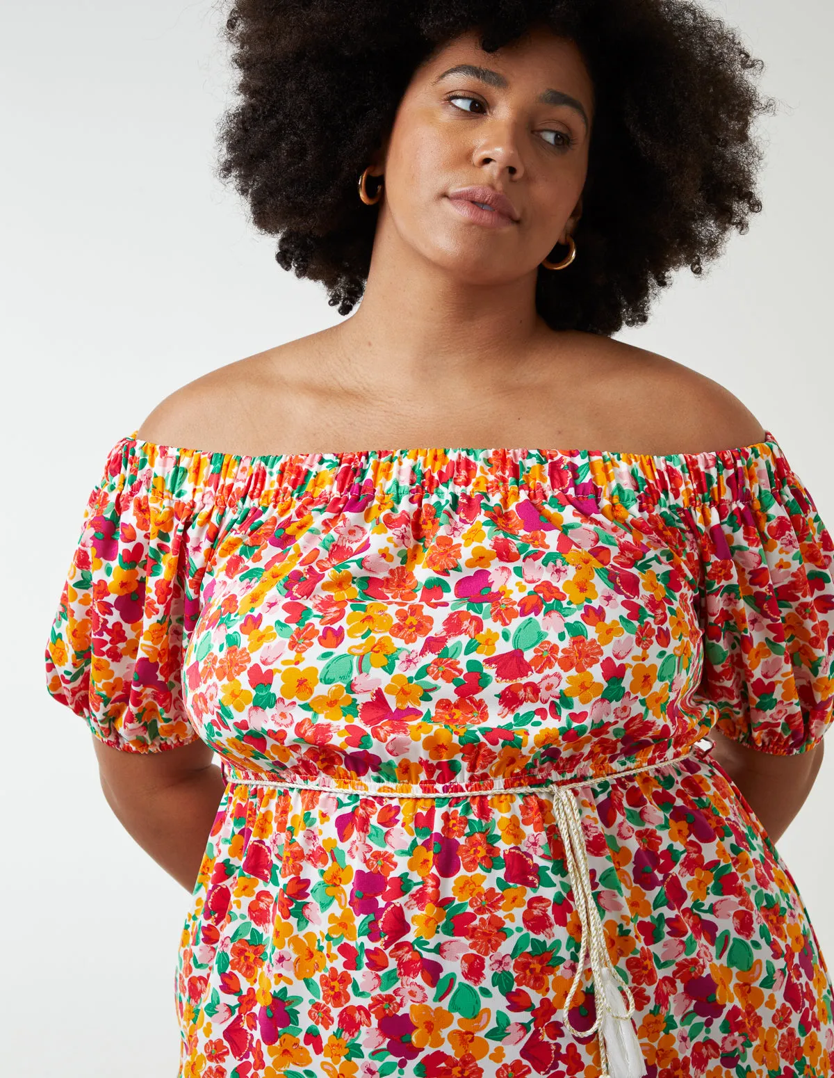 Curve Bardot Midi Dress With Frill Hem sold by Blue Vanilla product image thumbnail 2