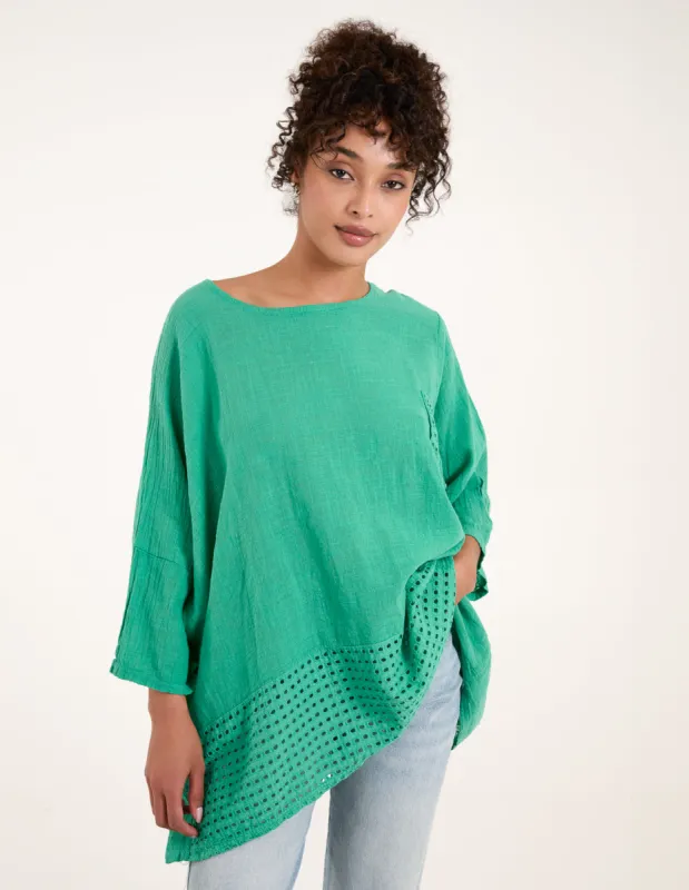 Eyelet Scoop Neck Crochet Detailed Top sold by Blue Vanilla