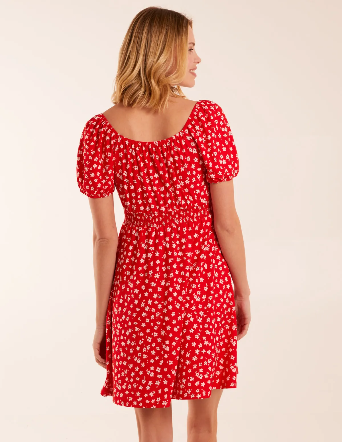Sweet Heart Neck Floral Mini Dress sold by Blue Vanilla product image thumbnail 4
