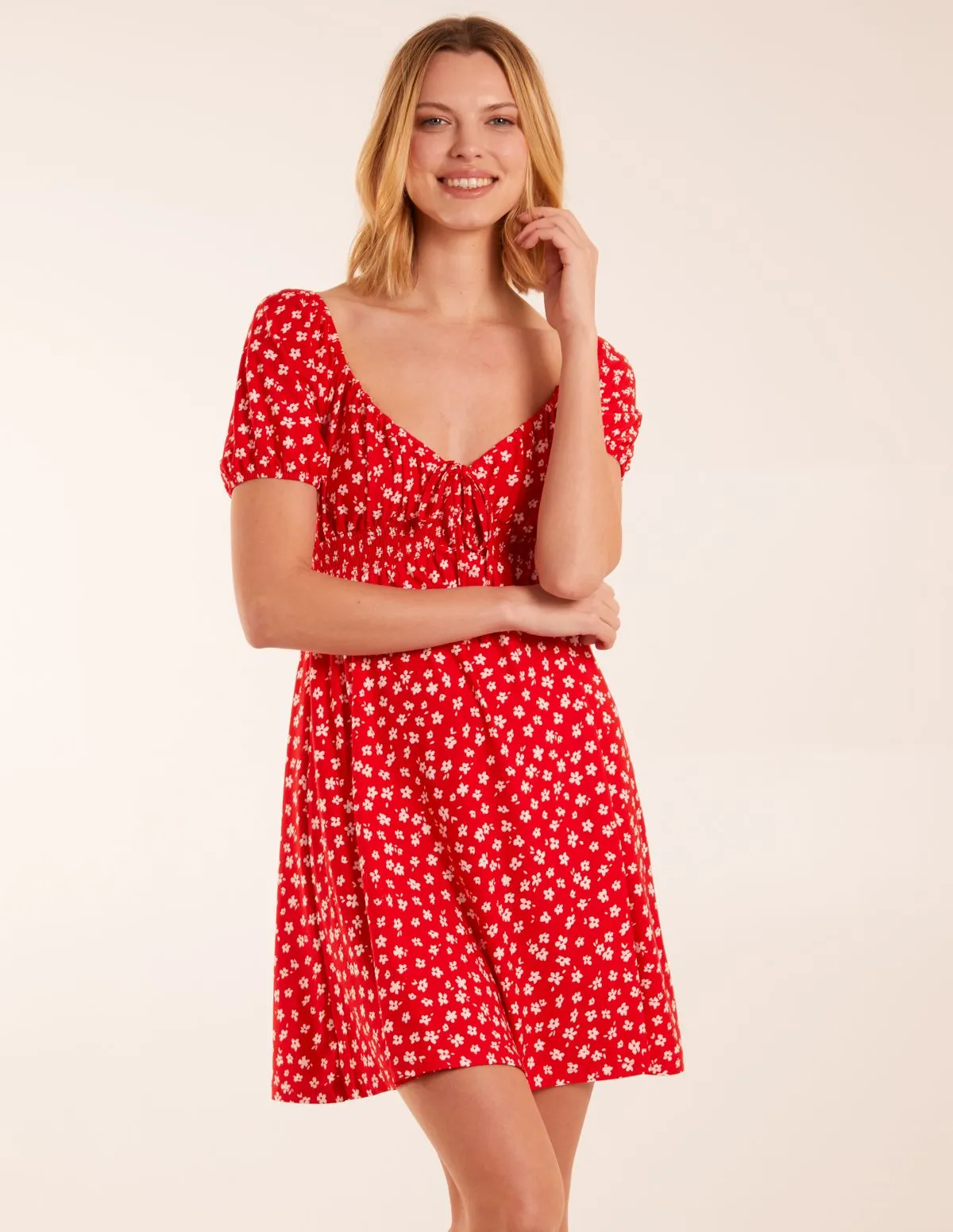 Sweet Heart Neck Floral Mini Dress sold by Blue Vanilla product image thumbnail 2