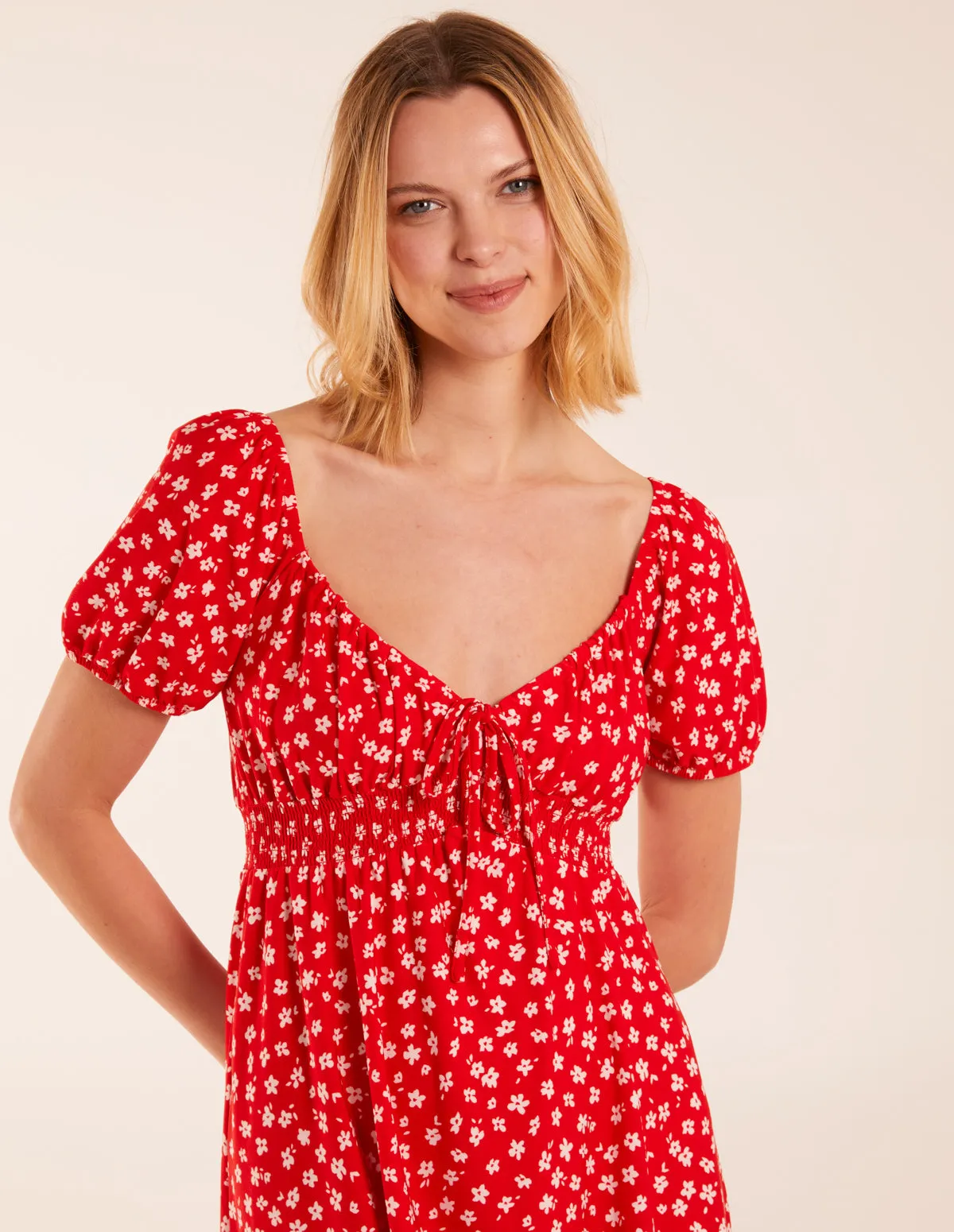 Sweet Heart Neck Floral Mini Dress sold by Blue Vanilla product image thumbnail 3