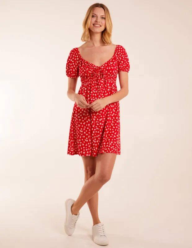 Sweet Heart Neck Floral Mini Dress sold by Blue Vanilla
