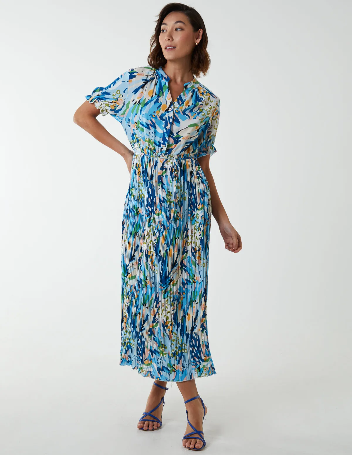 Abstract Pleated Maxi Dress sold by Blue Vanilla