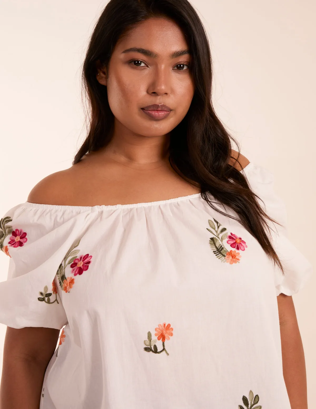 Curve Milkmaid Flower Embroidered Top sold by Blue Vanilla product image thumbnail 2