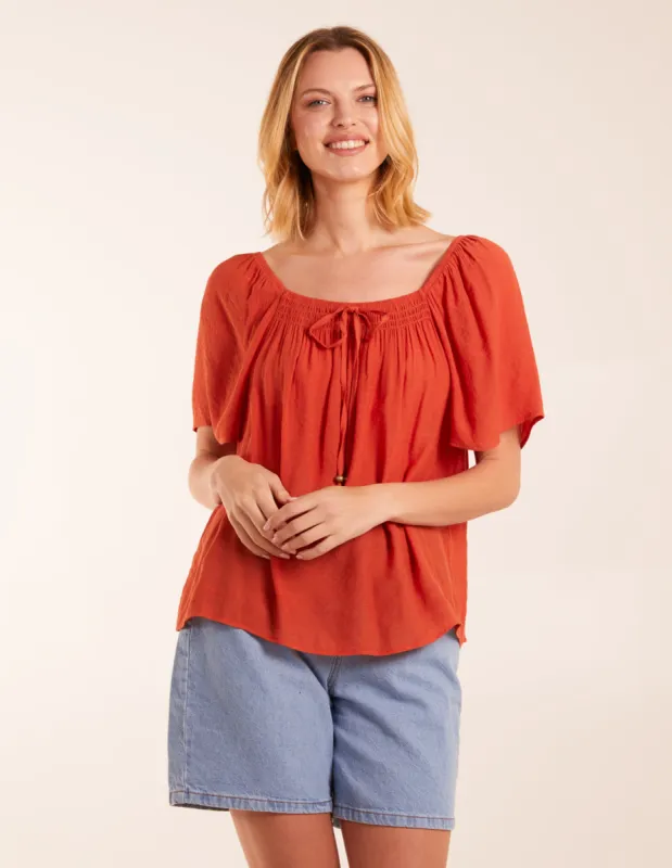 Milkmaid Shirred Swing Top sold by Blue Vanilla