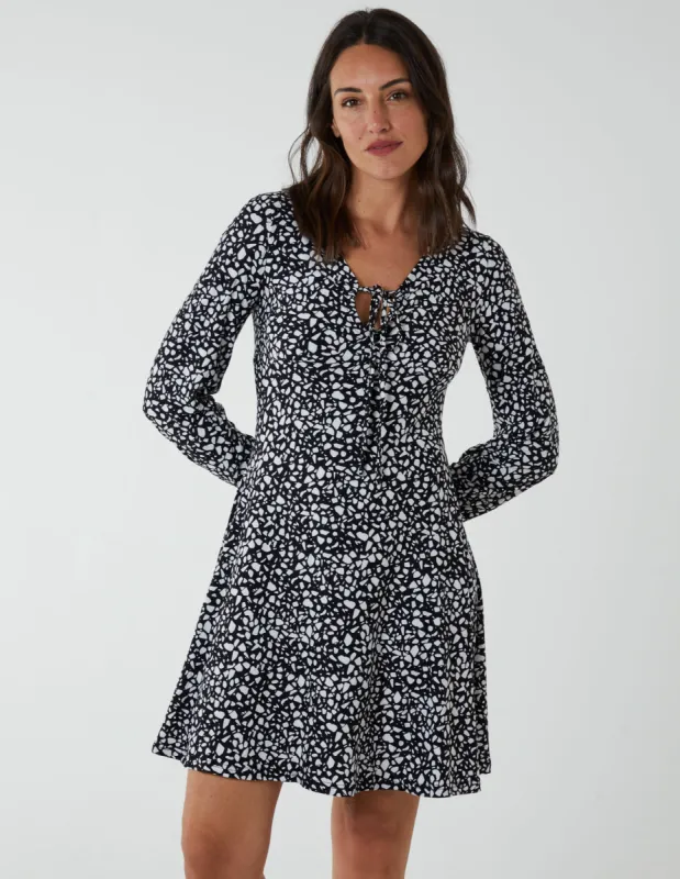 Tie Neck Fit And Flare Mini Dress sold by Blue Vanilla