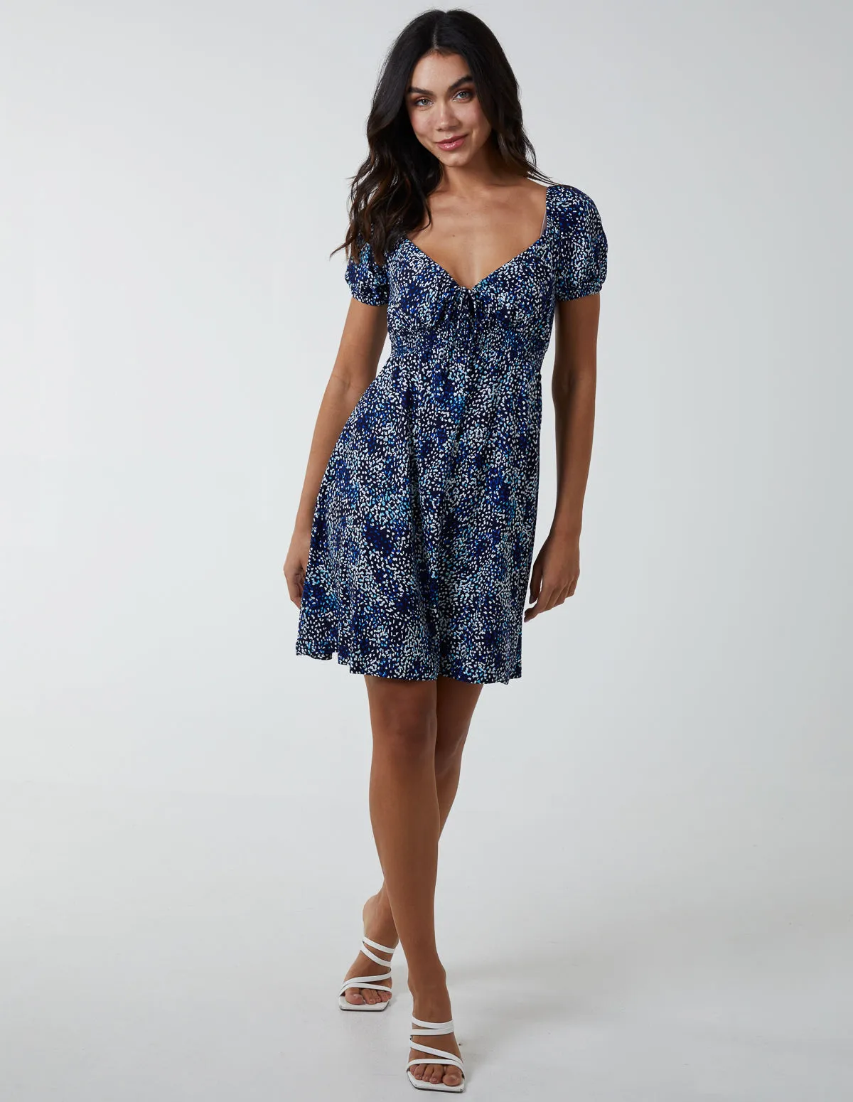 Shirred Sweetheart Mini Dress sold by Blue Vanilla