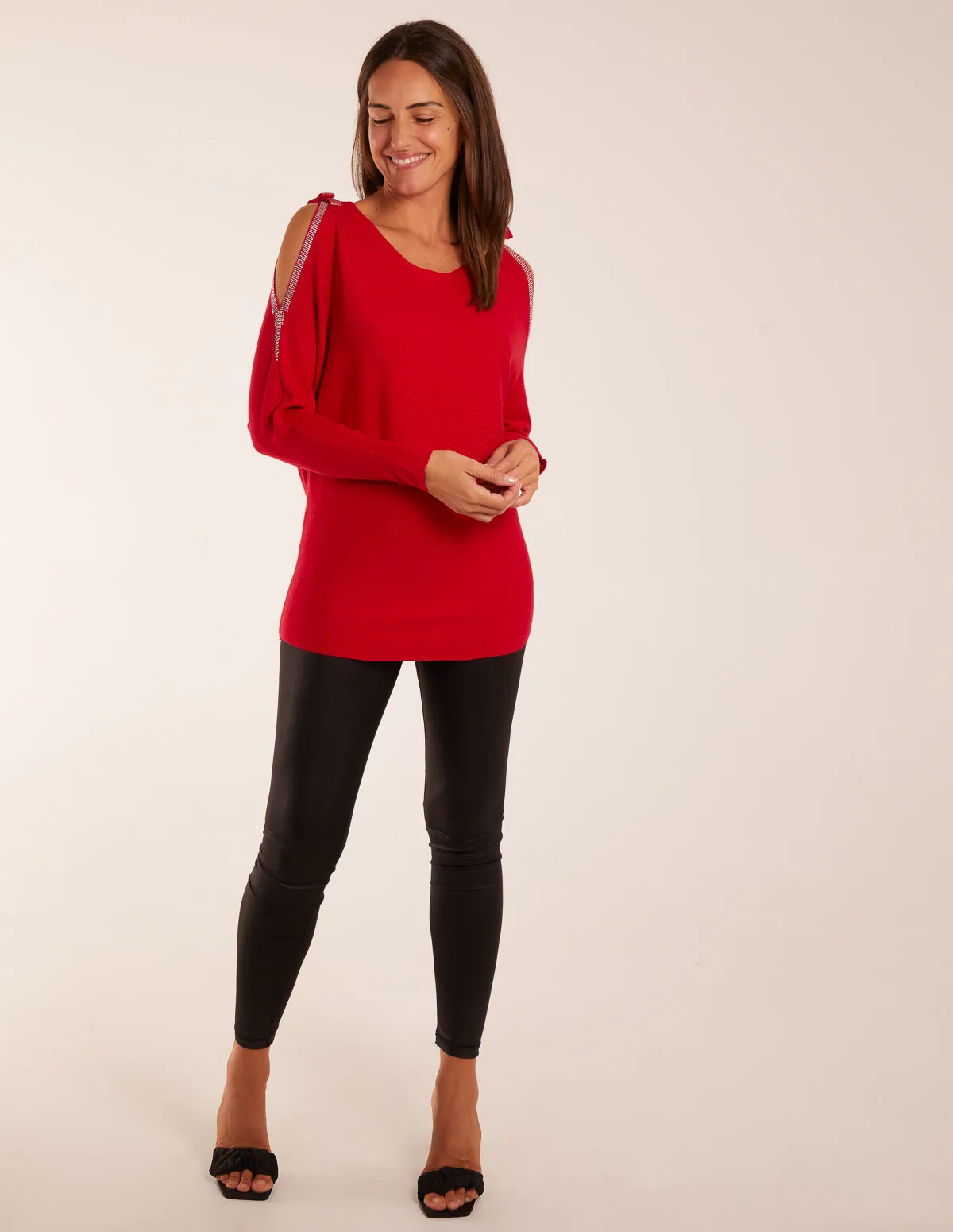 Diamante Bow Shoulder Detailed Batwing Jumper sold by Blue Vanilla product image thumbnail 2