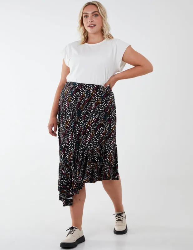 Curve Asymmetric Hem Midi Skirt sold by Blue Vanilla