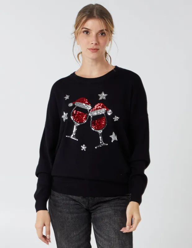Christmas Wine Glasses Jumper sold by Blue Vanilla