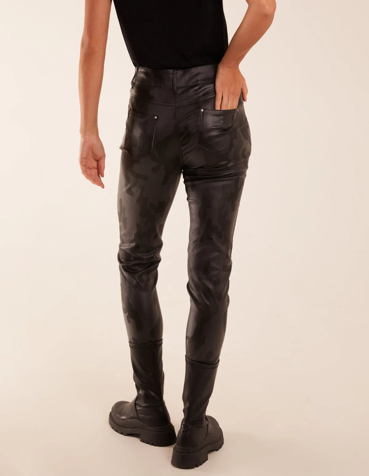 Camouflage PU Leather Skinny Jean sold by Blue Vanilla product image thumbnail 4