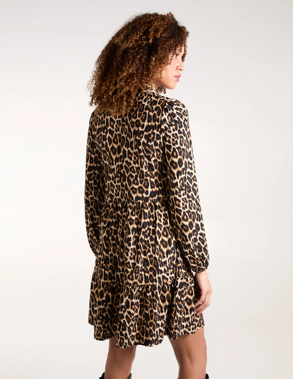 Leopard Print Button Front Smock Dress sold by Blue Vanilla product image thumbnail 4