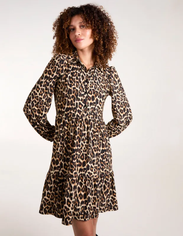 Leopard Print Button Front Smock Dress sold by Blue Vanilla