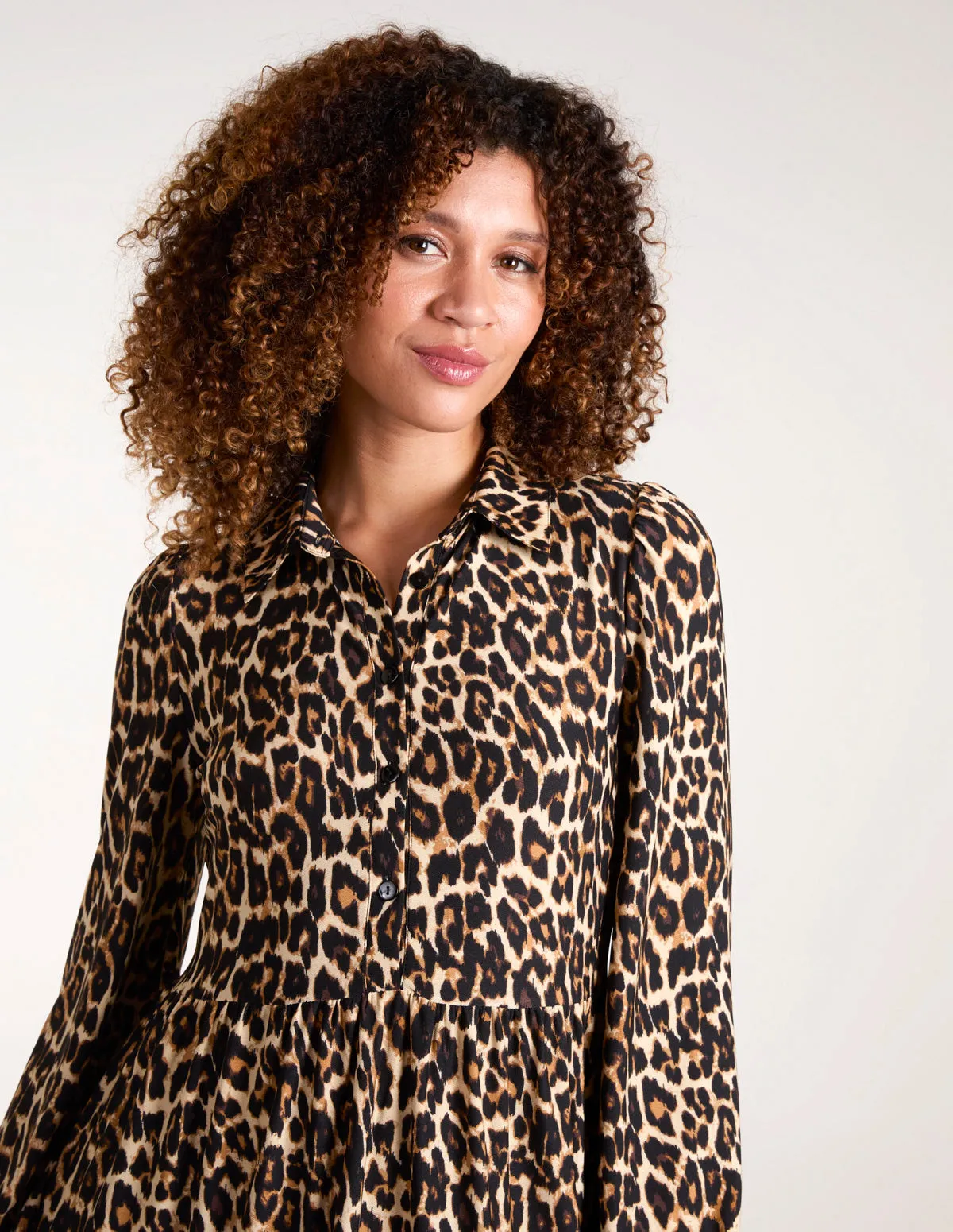 Leopard Print Button Front Smock Dress sold by Blue Vanilla product image thumbnail 3