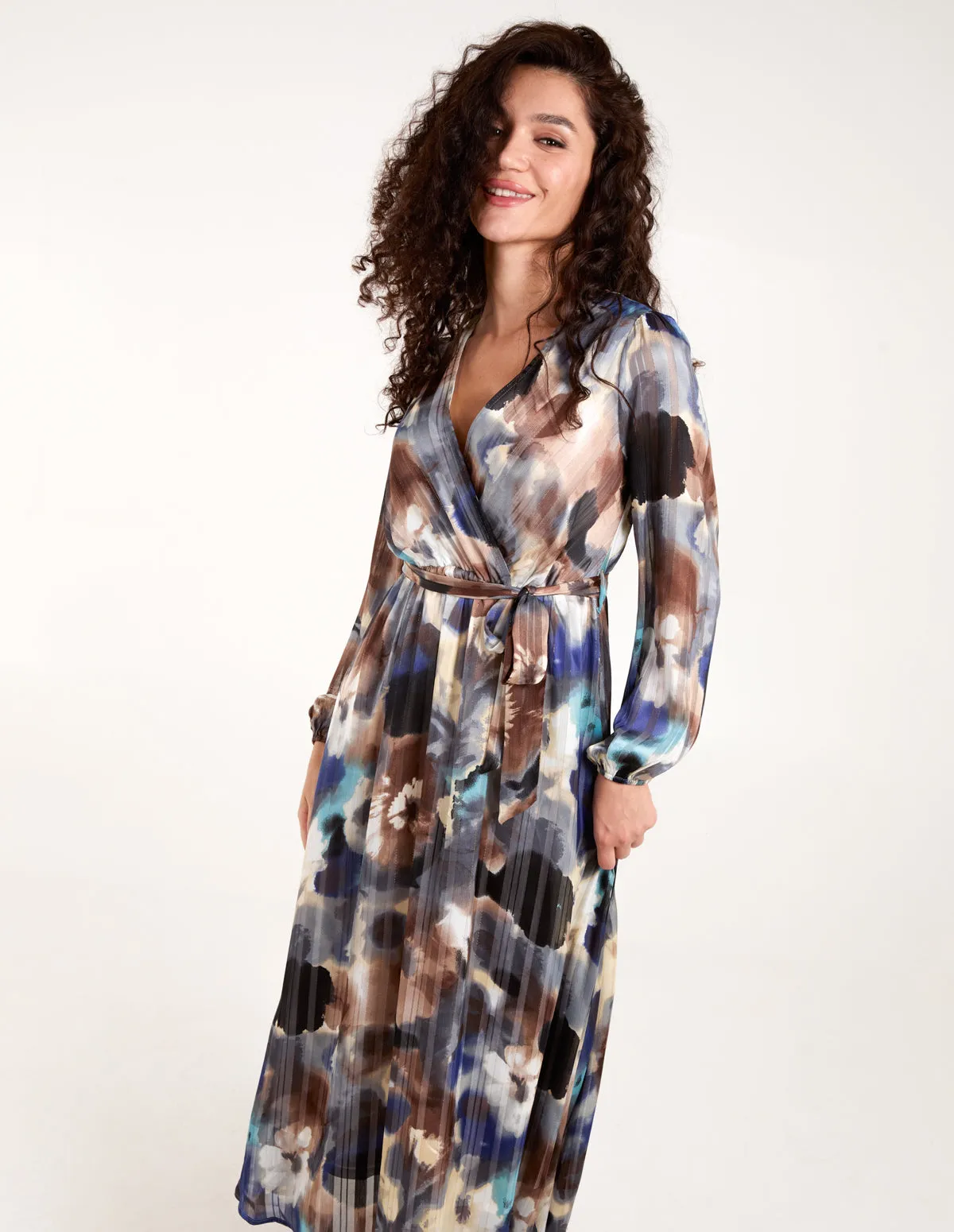 Watercolour Wrap Midi Dress sold by Blue Vanilla product image thumbnail 2