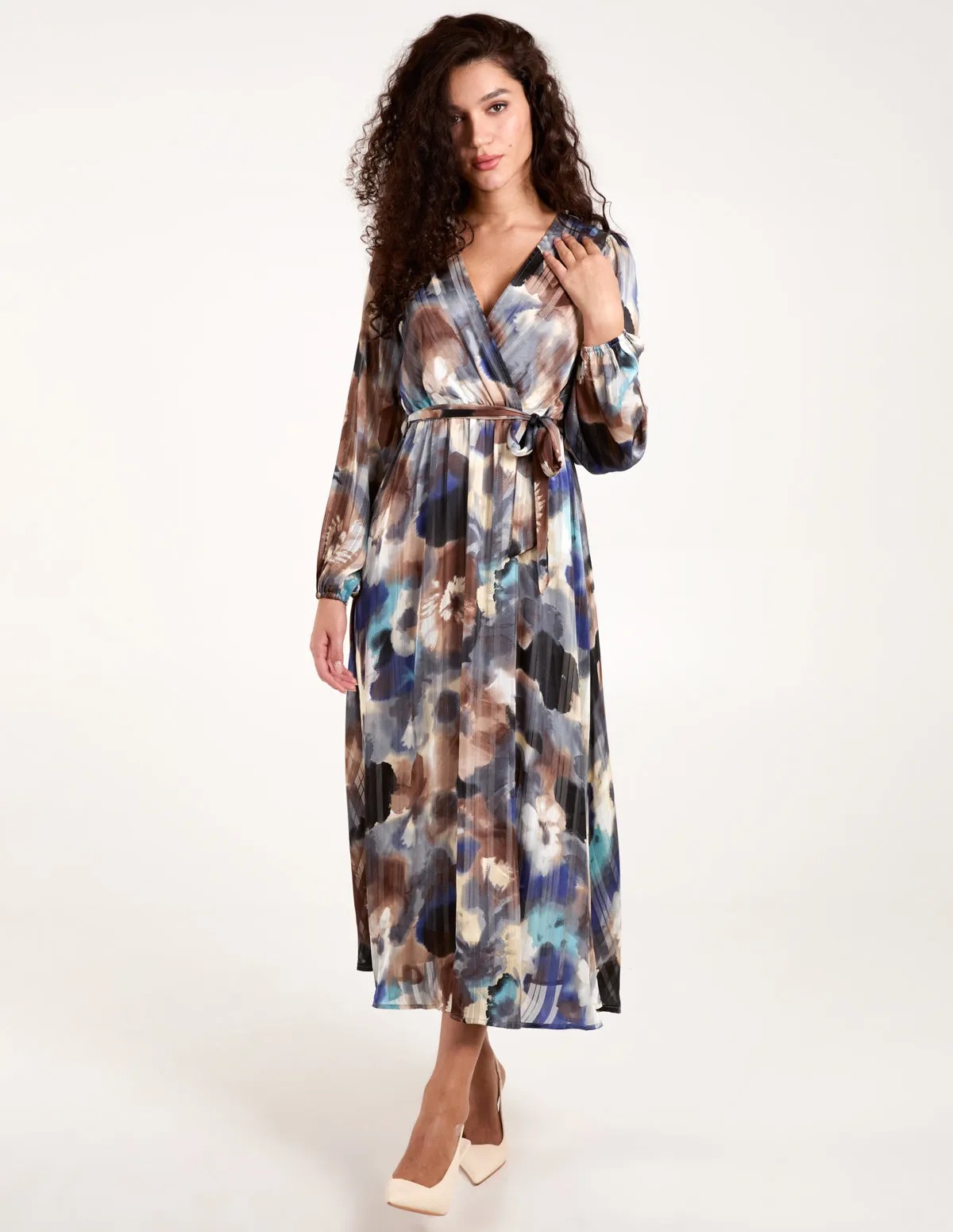 Watercolour Wrap Midi Dress sold by Blue Vanilla