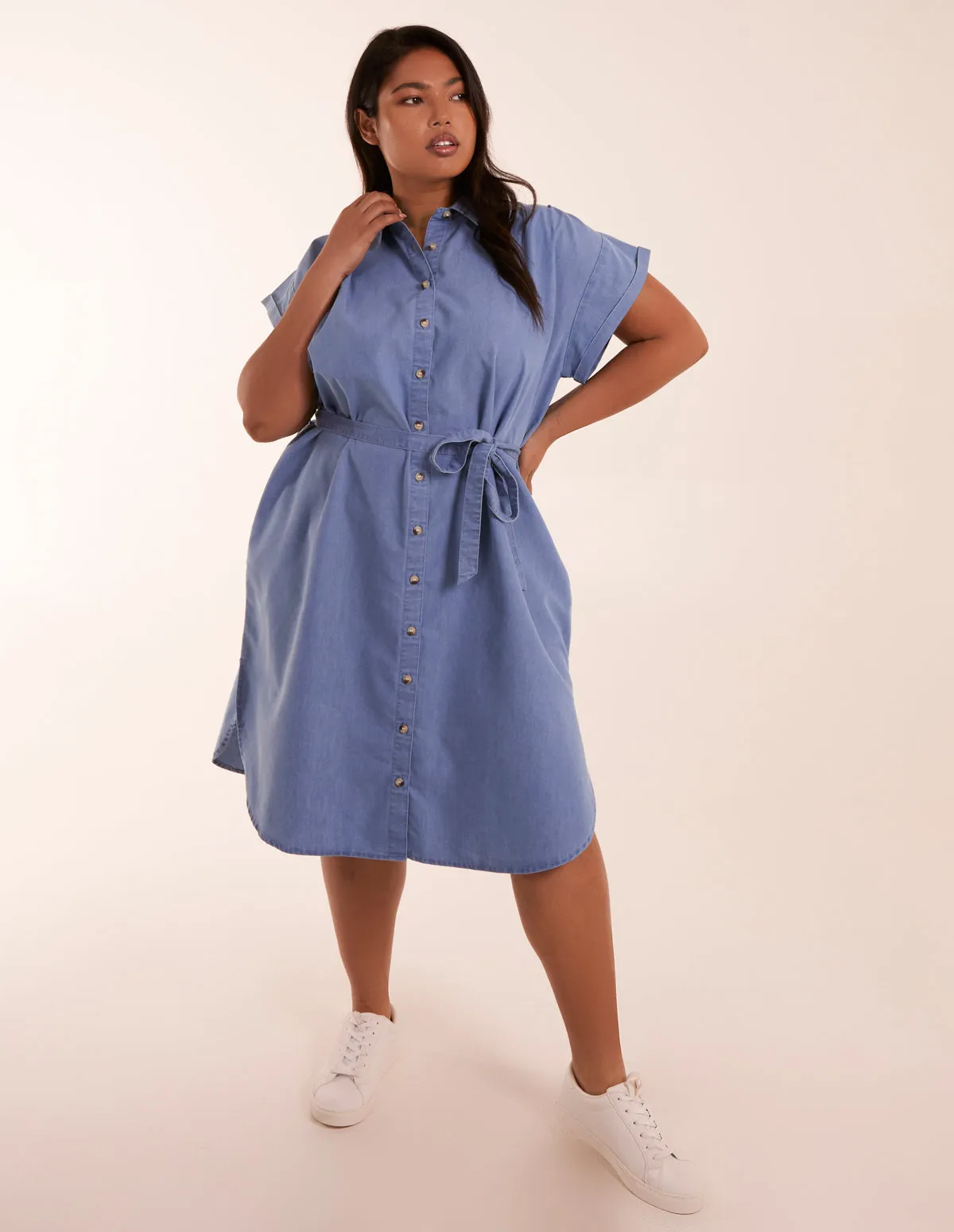 Curve Button Front Shirt Dress sold by Blue Vanilla product image thumbnail 3