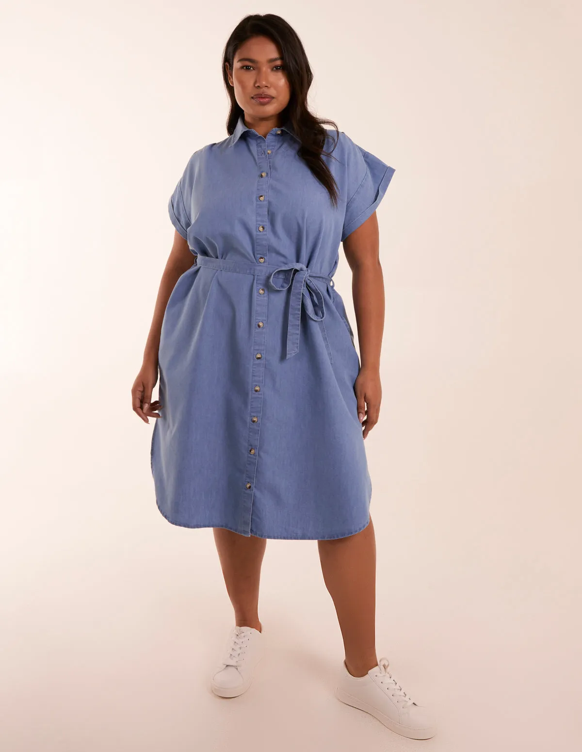 Curve Button Front Shirt Dress sold by Blue Vanilla