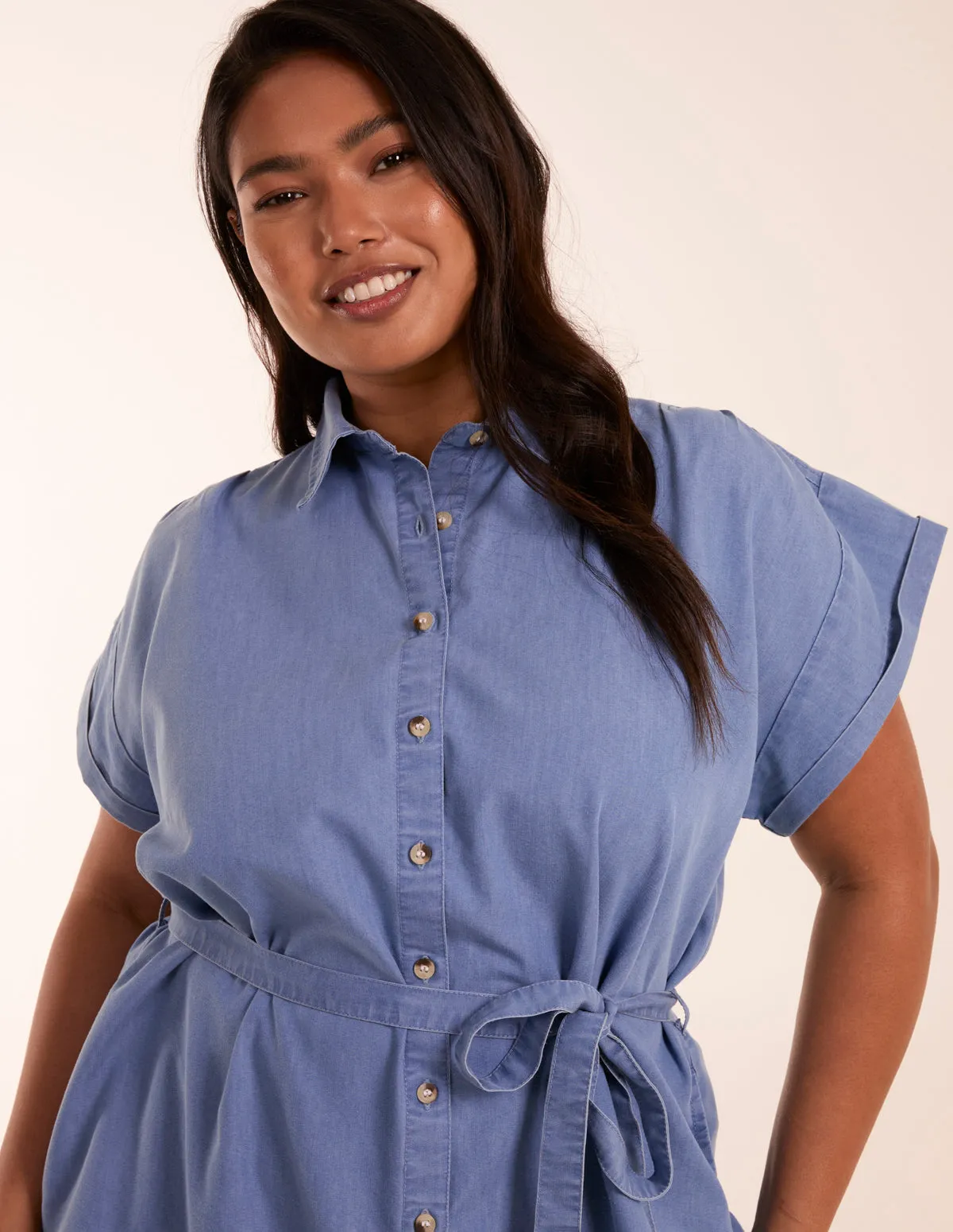 Curve Button Front Shirt Dress sold by Blue Vanilla product image thumbnail 2