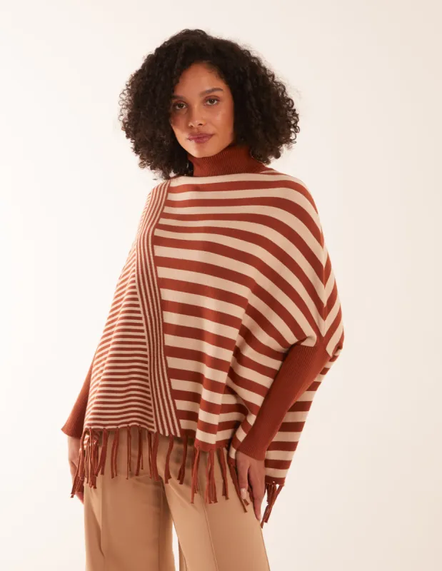 Oversized Multi Stripe Jumper With Tassel Hem sold by Blue Vanilla