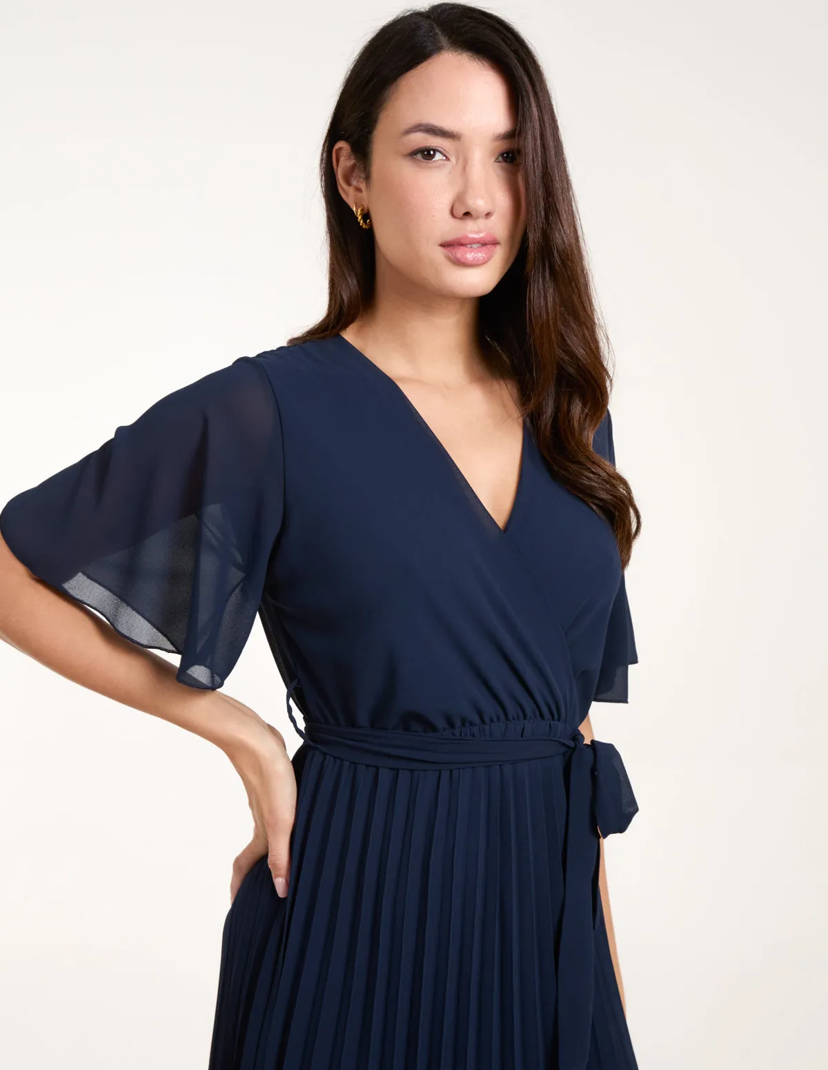 Pleated Wrap Over Belted Dress sold by Blue Vanilla product image thumbnail 2