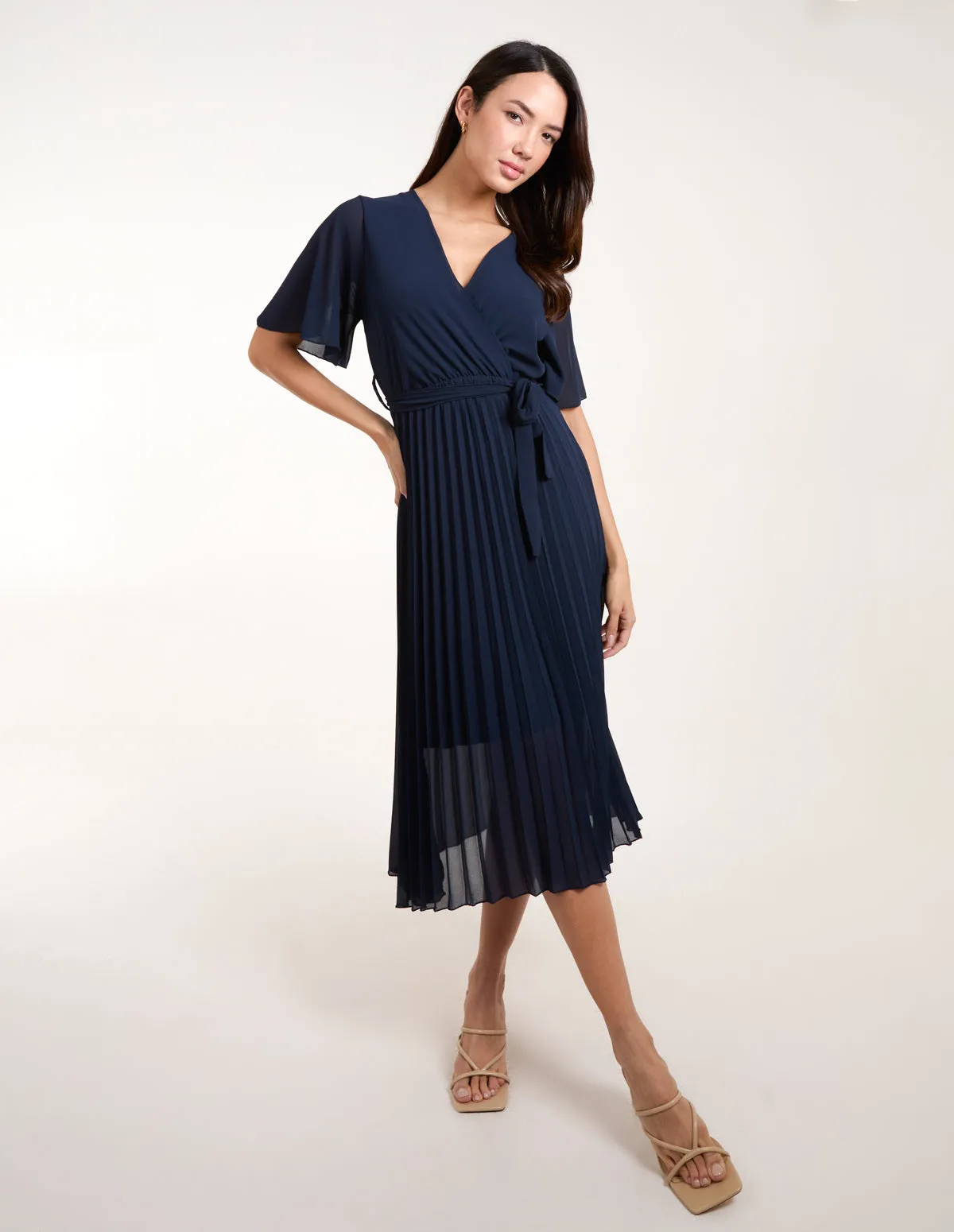 Pleated Wrap Over Belted Dress sold by Blue Vanilla product image thumbnail 3