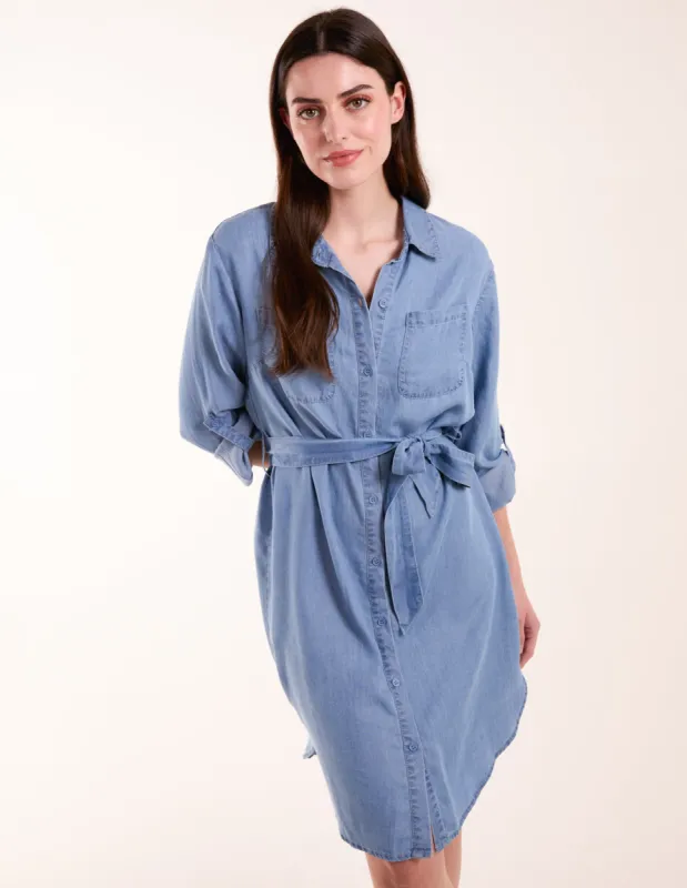 Tencel Adjustable Sleeve Shirt Dress sold by Blue Vanilla