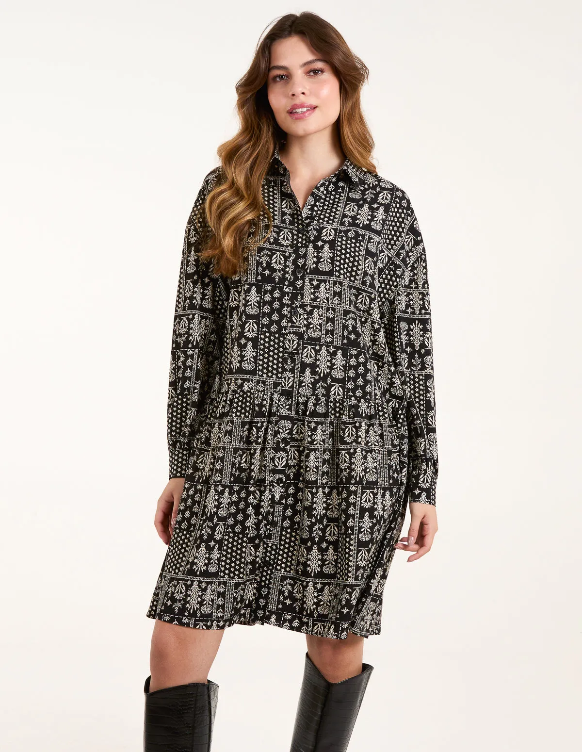 Printed Smock Shirt Dress sold by Blue Vanilla product image thumbnail 3