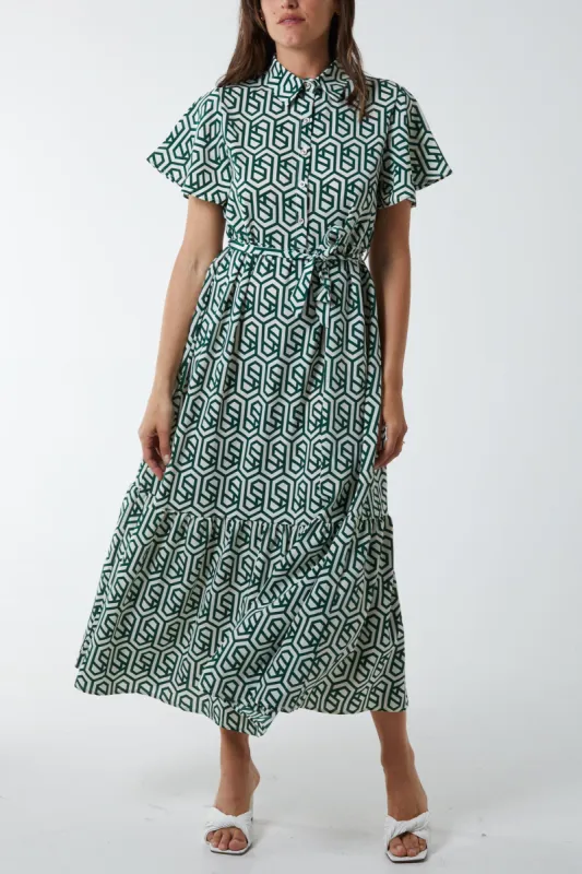 Geometric Tiered Maxi Dress made by Blue Vanilla