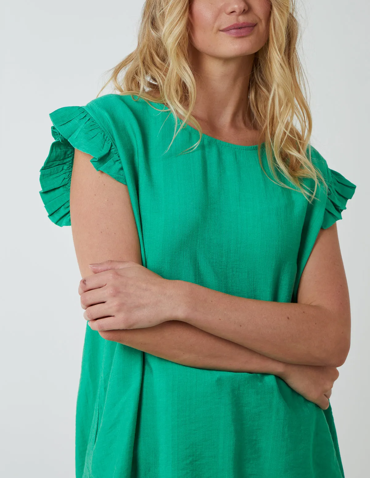 Button Back Frill Shoulder Top sold by Blue Vanilla product image thumbnail 2