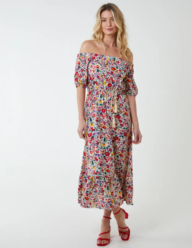 Bardot Midi Dress With Frill Hem sold by Blue Vanilla
