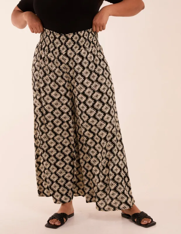 Curve Shirred Wide Leg Aztec Trouser sold by Blue Vanilla