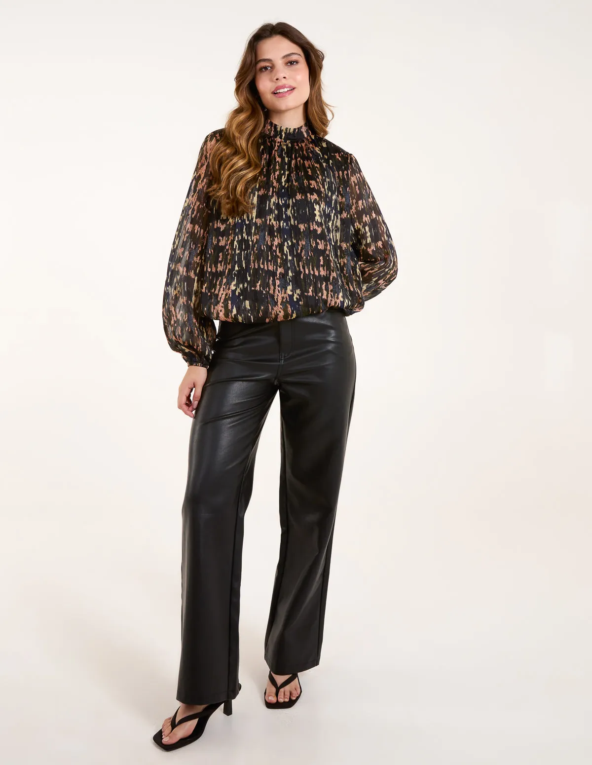 High Neck Abstract Cuff Sleeve Blouse sold by Blue Vanilla product image thumbnail 3