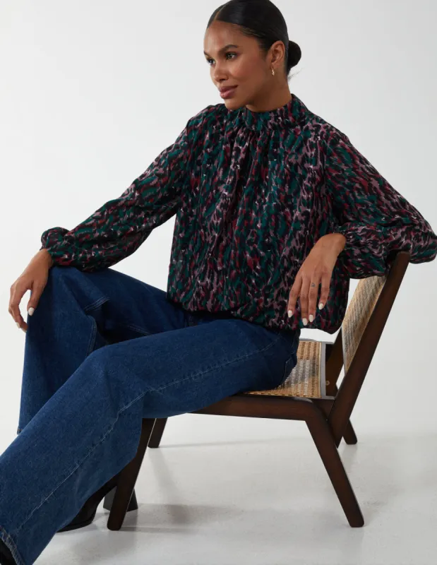 Animal Print Blouson Top sold by Blue Vanilla