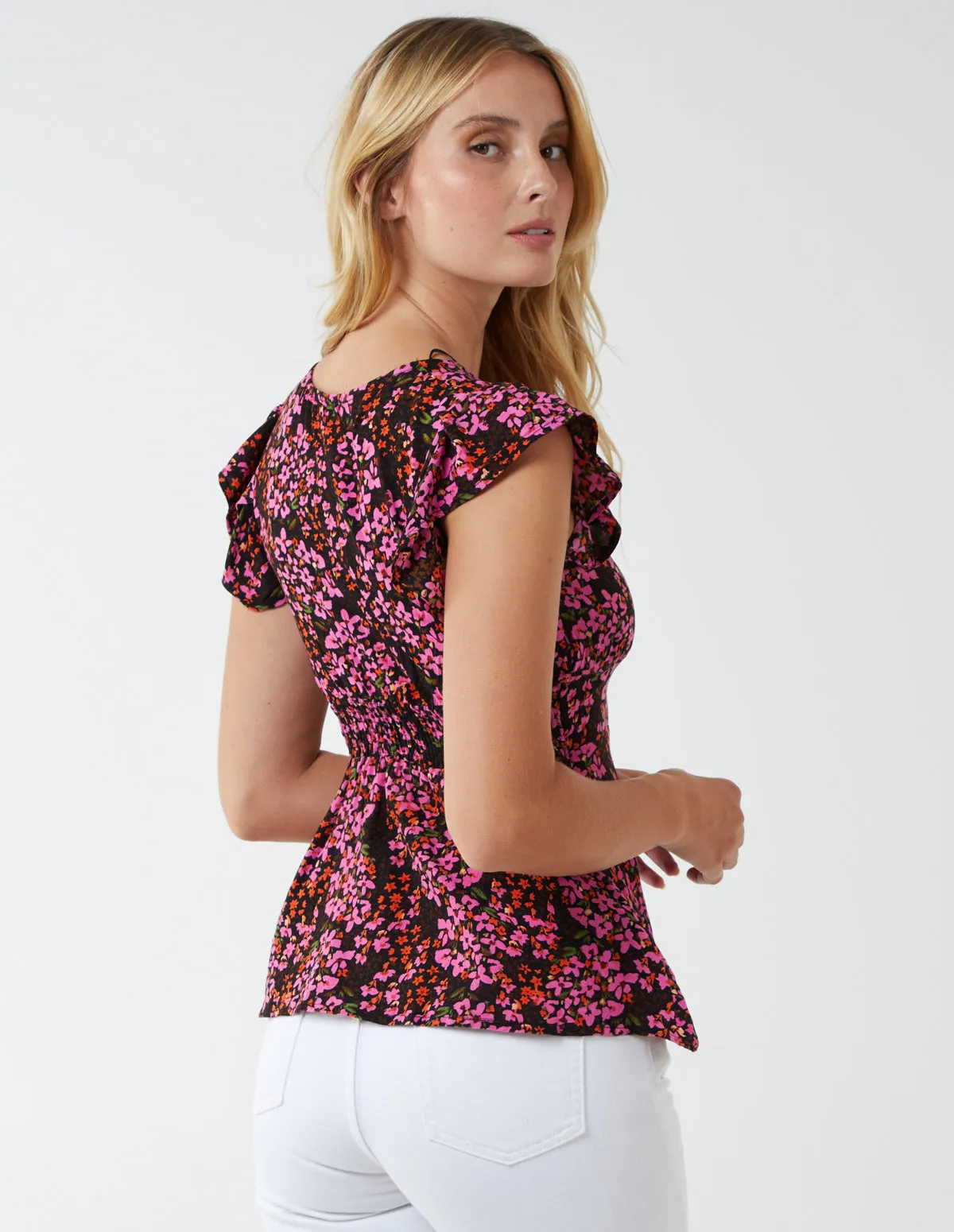 Milkmaid Button Front Peplum Top sold by Blue Vanilla product image thumbnail 5