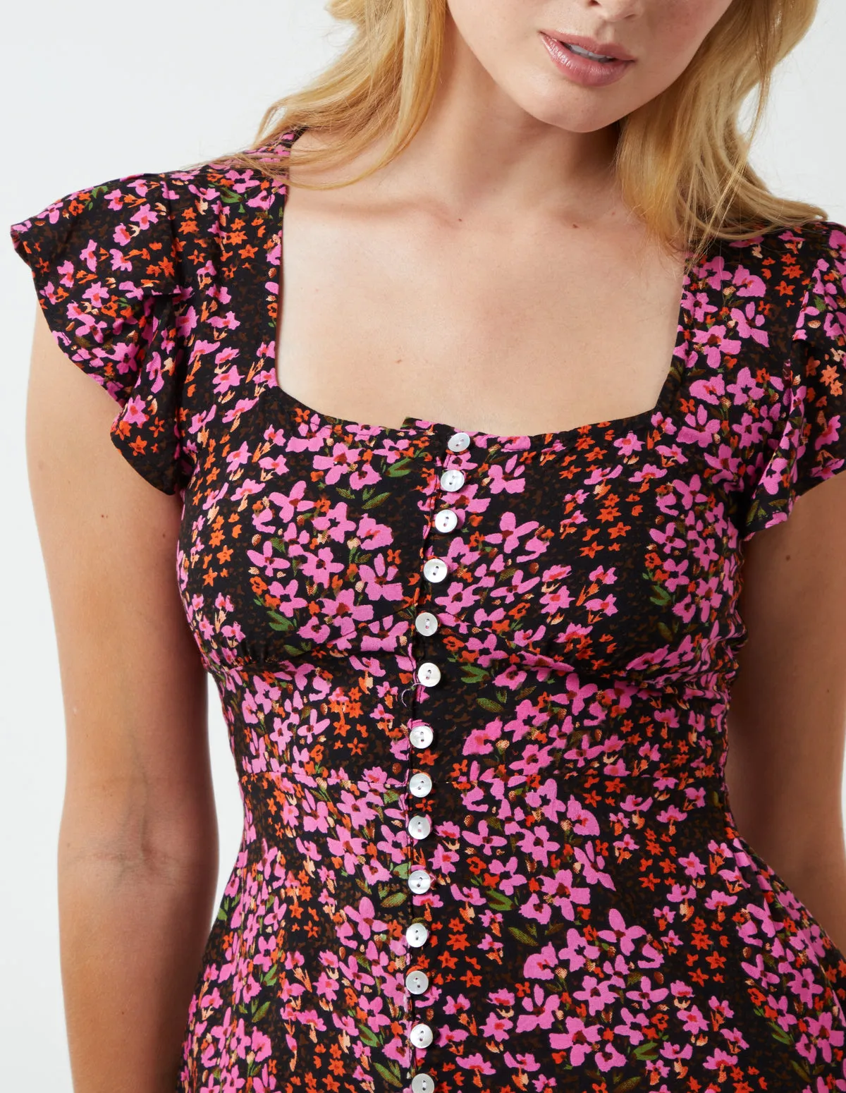 Milkmaid Button Front Peplum Top sold by Blue Vanilla product image thumbnail 4