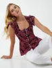 Milkmaid Button Front Peplum Top sold by Blue Vanilla