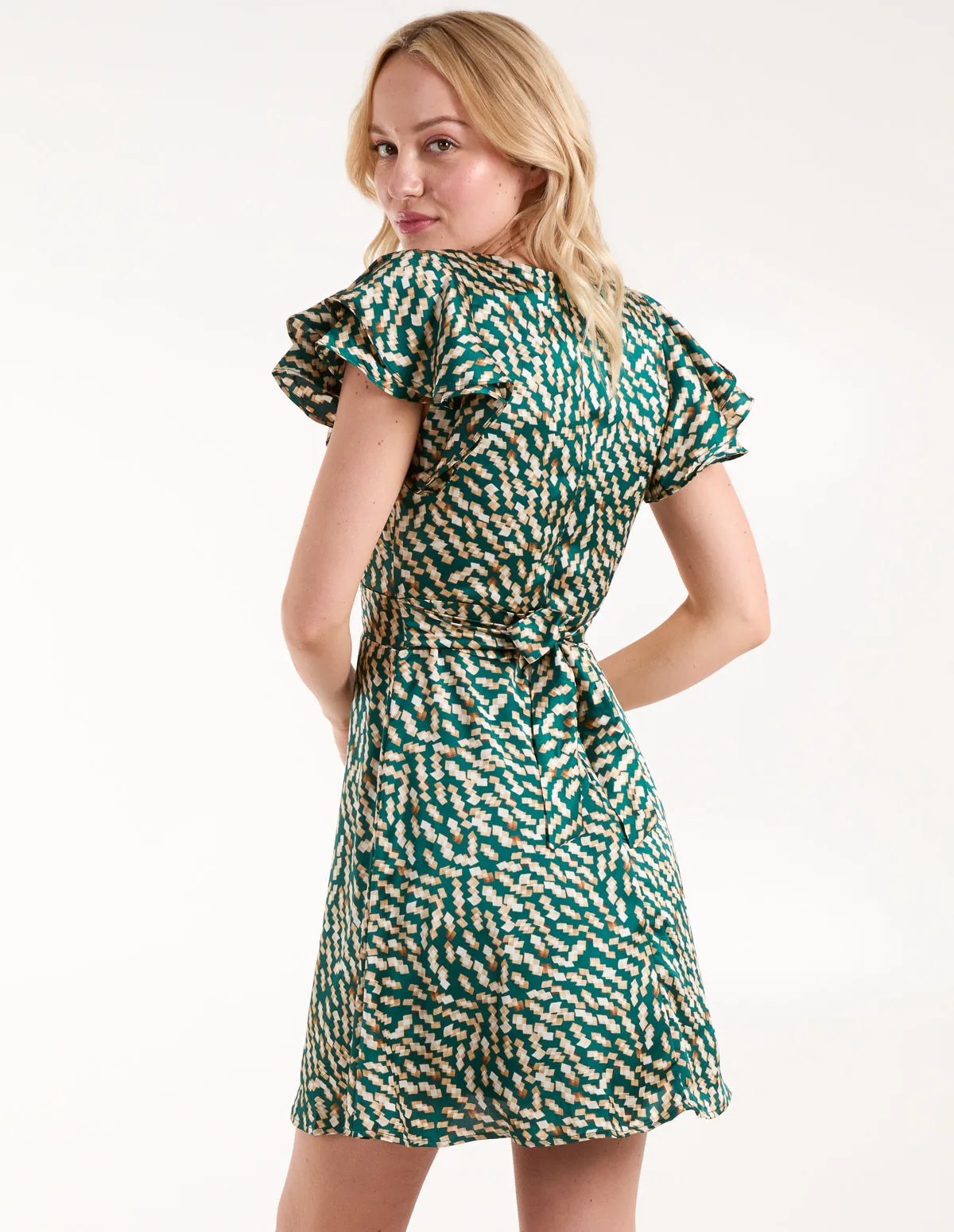 Wrap Ruffle Mini Dress sold by Blue Vanilla product image thumbnail 4