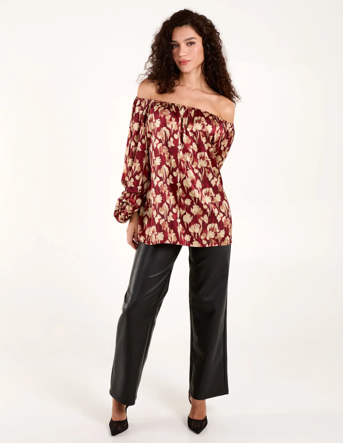 Floral Ruched Sleeve Bardot sold by Blue Vanilla product image thumbnail 3