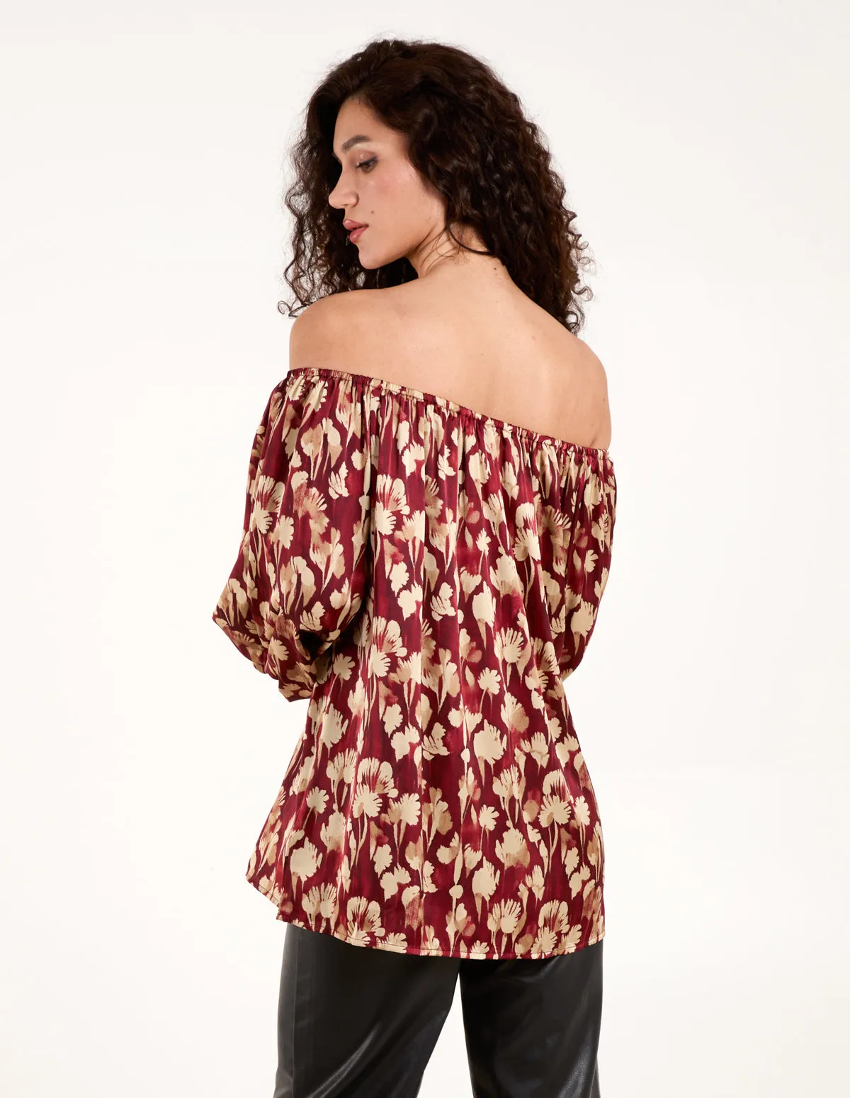 Floral Ruched Sleeve Bardot sold by Blue Vanilla product image thumbnail 4