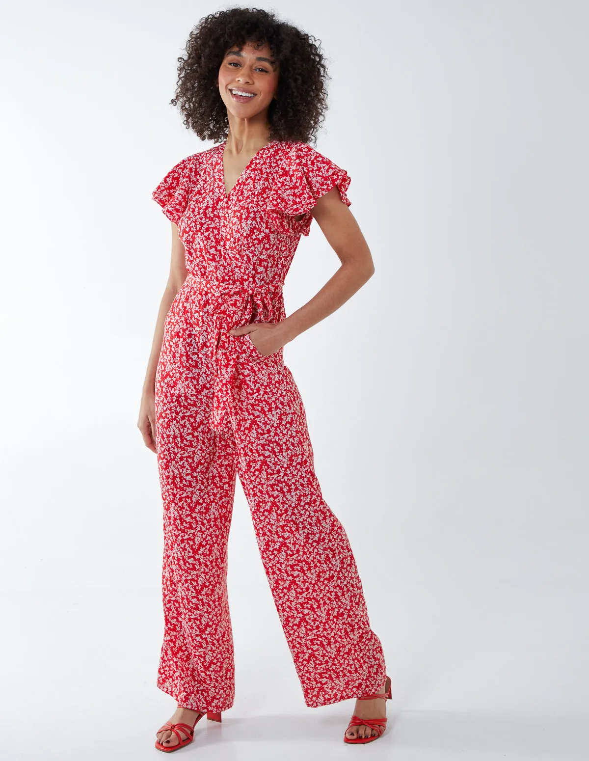 RHIANNON - Wrap Front Frill Sleeve Jumpsuit sold by Blue Vanilla product image thumbnail 5