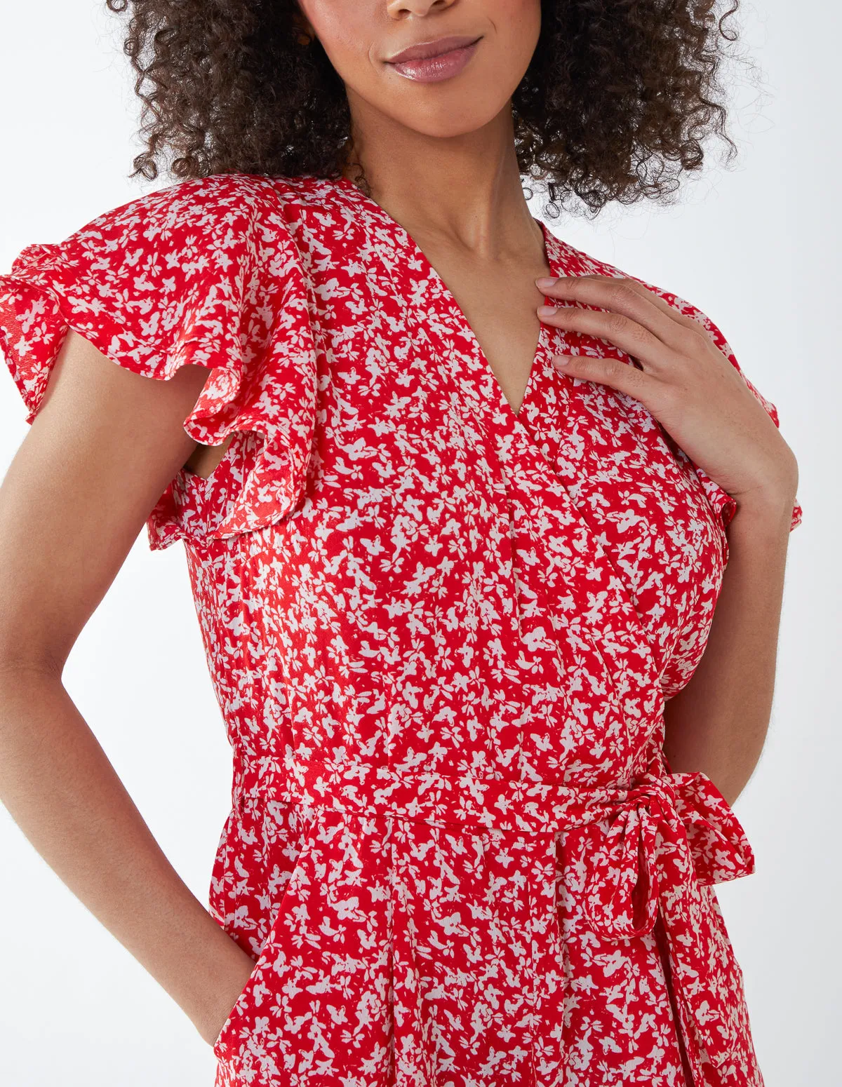 RHIANNON - Wrap Front Frill Sleeve Jumpsuit sold by Blue Vanilla product image thumbnail 3