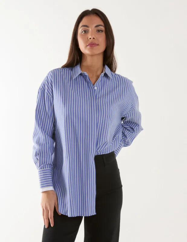 Contrast Cuff Oversized Shirt sold by Blue Vanilla