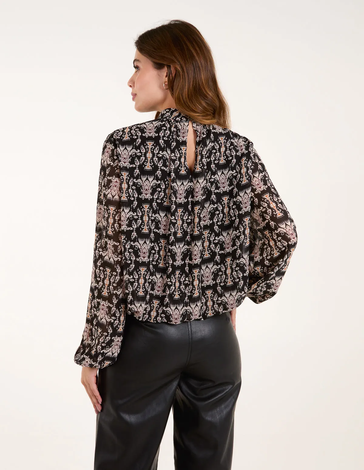 Bubble Hem High Neck Printed Top sold by Blue Vanilla product image thumbnail 4