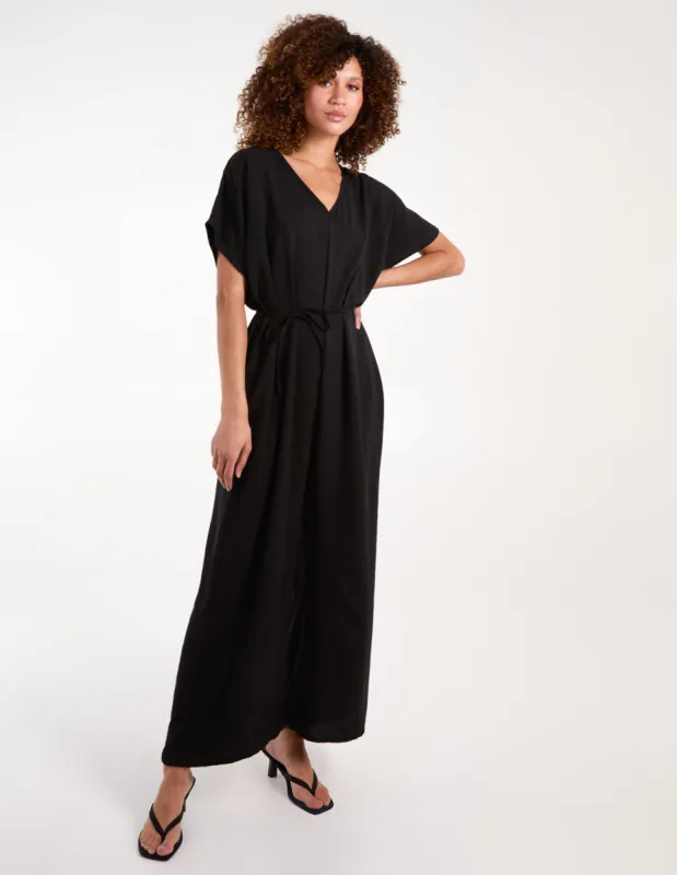 V Neck Straight Leg Relaxed Jumpsuit sold by Blue Vanilla
