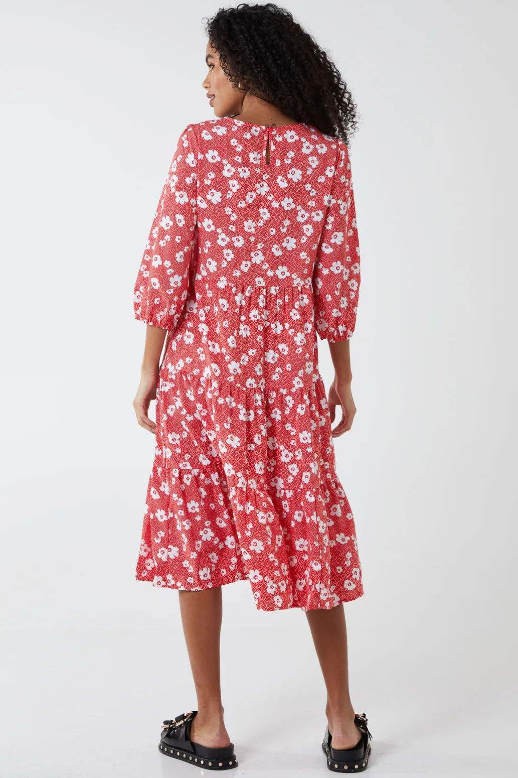 Floral Tiered Smock Midi Dress sold by Blue Vanilla product image thumbnail 5