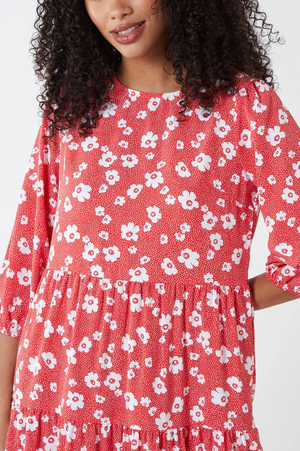 Floral Tiered Smock Midi Dress sold by Blue Vanilla product image thumbnail 4