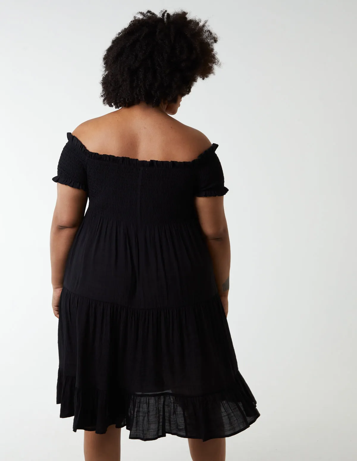 Curve Bardot Shirred Neck Line Floaty Dress sold by Blue Vanilla product image thumbnail 3